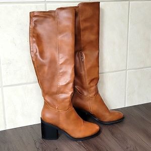 Venus Leather Brown Knee High Boots
